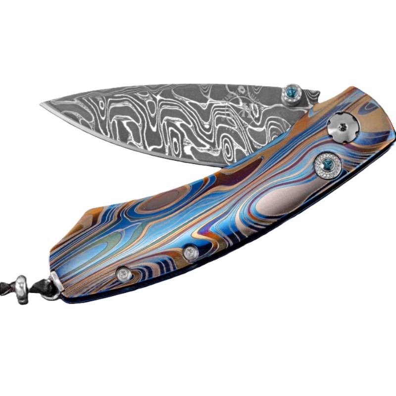 William Henry Limited Edition Galaxy Titanium Pocketknife With Hand-Forged Damascus Blade